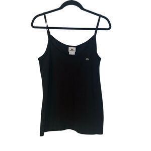 Lacoste Womens Black Spaghetti Strap Quiet Luxury Casual Tank Top L Beach Cruise